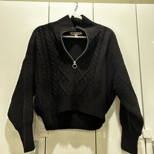 Urban Outfitters BDG Cable Knit Heavy Sweater Half-zip Up | Black Size XS